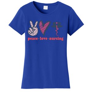 Peace Love Nursing Nurse Rn Pcw Heart Graphic Gift Women's T-Shirt