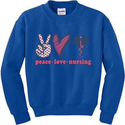 Peace Love Nursing Nurse Rn Pcw Heart Graphic Gift Kids Sweatshirt