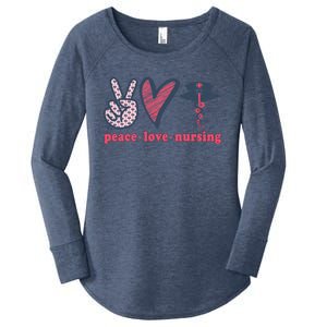 Peace Love Nursing Nurse Rn Pcw Heart Graphic Gift Women's Perfect Tri Tunic Long Sleeve Shirt