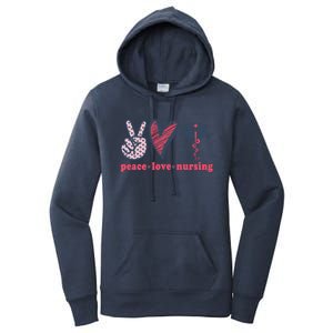 Peace Love Nursing Nurse Rn Pcw Heart Graphic Gift Women's Pullover Hoodie