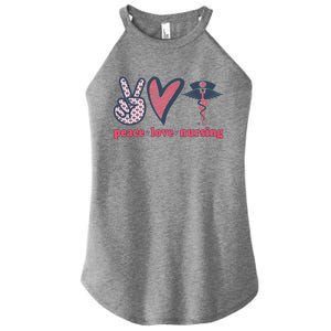 Peace Love Nursing Nurse Rn Pcw Heart Graphic Gift Women's Perfect Tri Rocker Tank