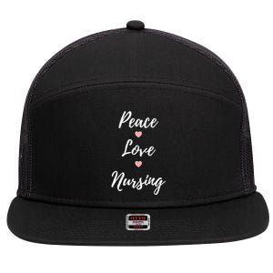 Peace Love Nursing Nurses Gift 7 Panel Mesh Trucker Snapback Hat