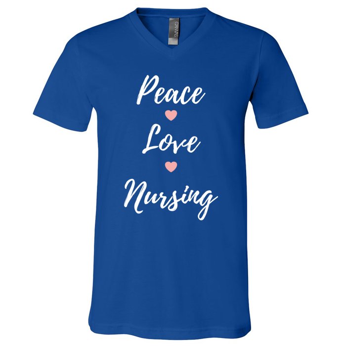 Peace Love Nursing Nurses Gift V-Neck T-Shirt