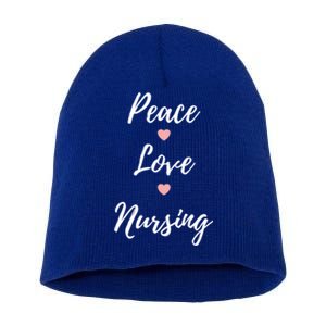 Peace Love Nursing Nurses Gift Short Acrylic Beanie