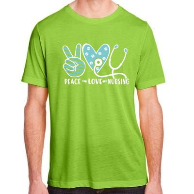 Peace Love Nursing Phonendoscope Heart Funny Nurse Medical Great Gift Adult ChromaSoft Performance T-Shirt