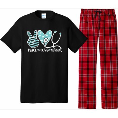 Peace Love Nursing Phonendoscope Heart Funny Nurse Medical Great Gift Pajama Set