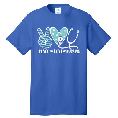 Peace Love Nursing Phonendoscope Heart Funny Nurse Medical Great Gift Tall T-Shirt