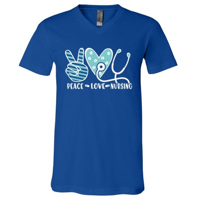 Peace Love Nursing Phonendoscope Heart Funny Nurse Medical Great Gift V-Neck T-Shirt