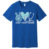 Peace Love Nursing Phonendoscope Heart Funny Nurse Medical Great Gift Premium T-Shirt