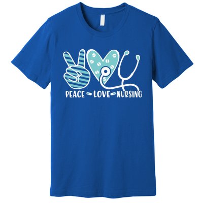 Peace Love Nursing Phonendoscope Heart Funny Nurse Medical Great Gift Premium T-Shirt