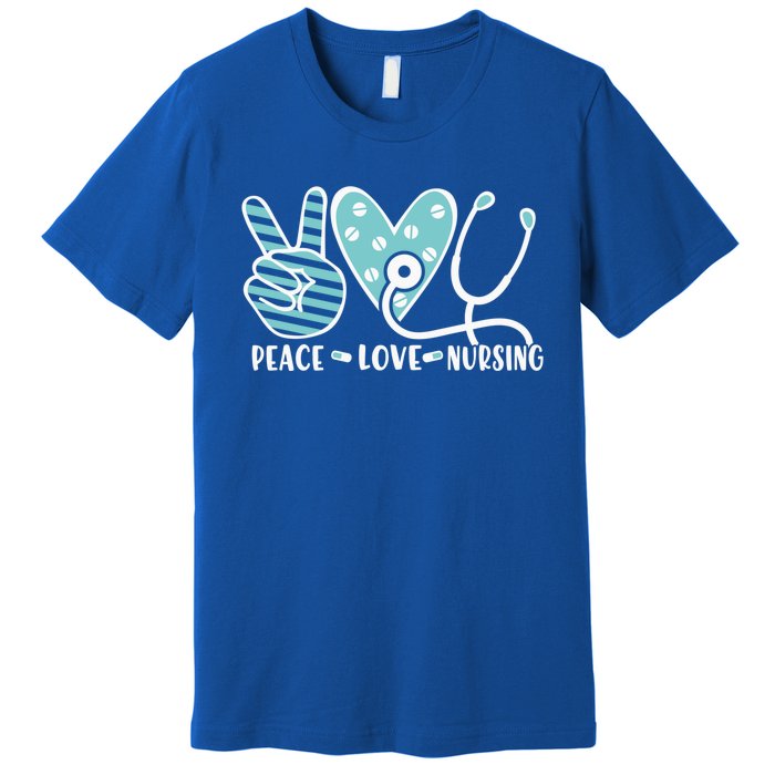 Peace Love Nursing Phonendoscope Heart Funny Nurse Medical Great Gift Premium T-Shirt