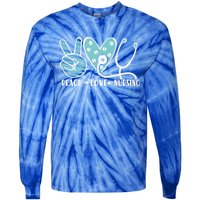 Peace Love Nursing Phonendoscope Heart Funny Nurse Medical Great Gift Tie-Dye Long Sleeve Shirt