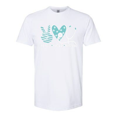 Peace Love Nursing Phonendoscope Heart Funny Nurse Medical Great Gift Softstyle CVC T-Shirt