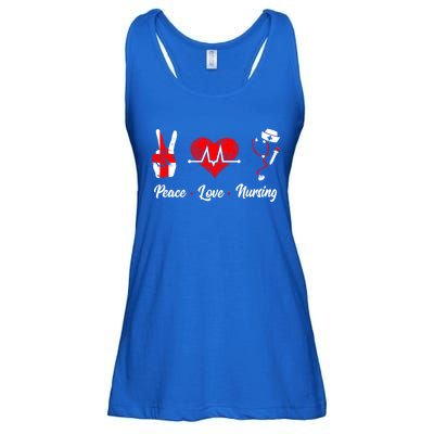 Peace Love Nursing Proud Nurse Front Liner Healthcare Worker Gift Ladies Essential Flowy Tank