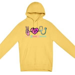 Peace Love Nursing Meaningful Gift Premium Pullover Hoodie