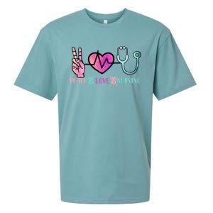 Peace Love Nursing Meaningful Gift Sueded Cloud Jersey T-Shirt