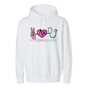 Peace Love Nursing Meaningful Gift Garment-Dyed Fleece Hoodie