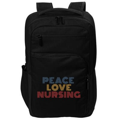 Peace Love Nursing Retro 70s Vintage Gift Impact Tech Backpack