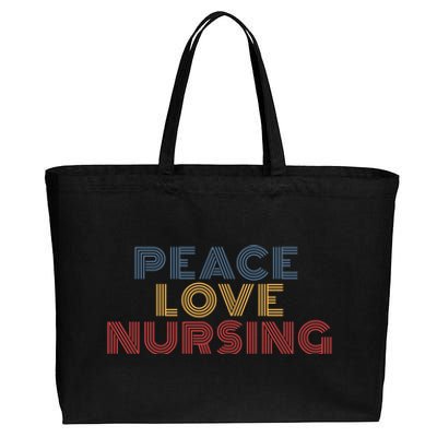 Peace Love Nursing Retro 70s Vintage Gift Cotton Canvas Jumbo Tote