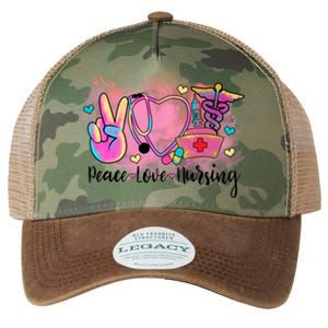 Peace Love Nursing Retro Vibe Gift Legacy Tie Dye Trucker Hat