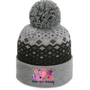 Peace Love Nursing Retro Vibe Gift The Baniff Cuffed Pom Beanie