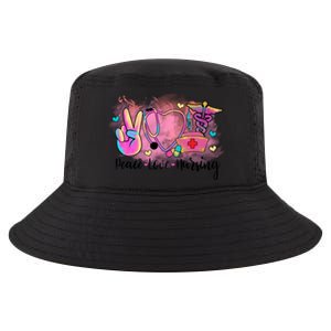 Peace Love Nursing Retro Vibe Gift Cool Comfort Performance Bucket Hat