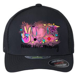 Peace Love Nursing Retro Vibe Gift Flexfit Unipanel Trucker Cap