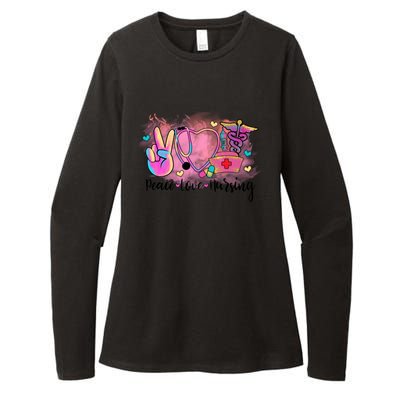 Peace Love Nursing Retro Vibe Gift Womens CVC Long Sleeve Shirt