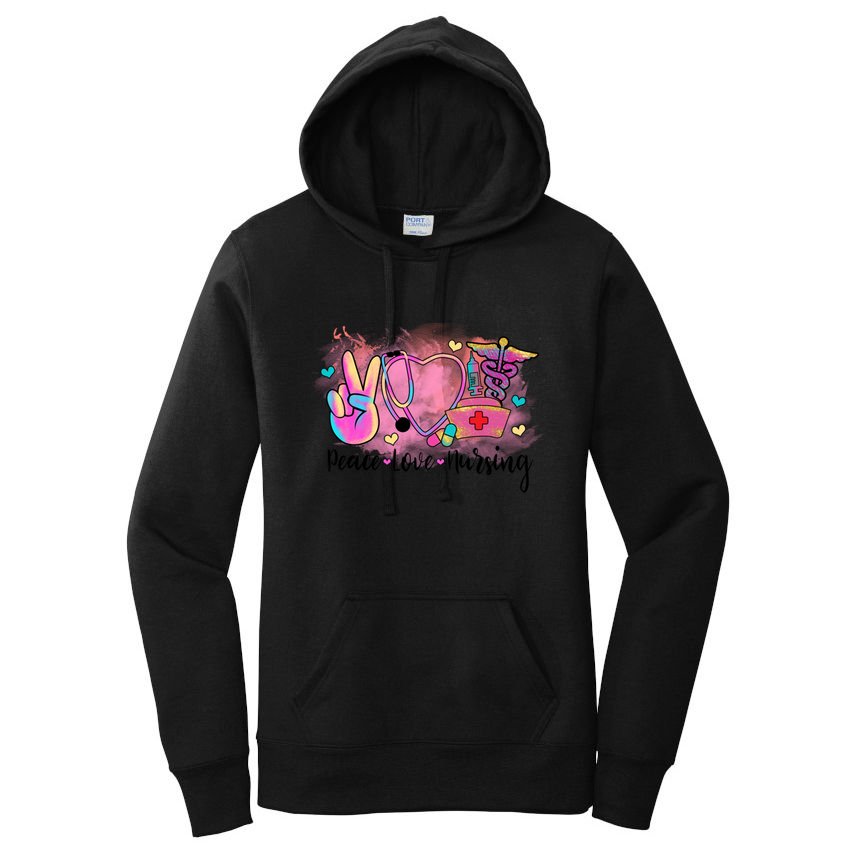 Peace Love Nursing Retro Vibe Gift Women's Pullover Hoodie