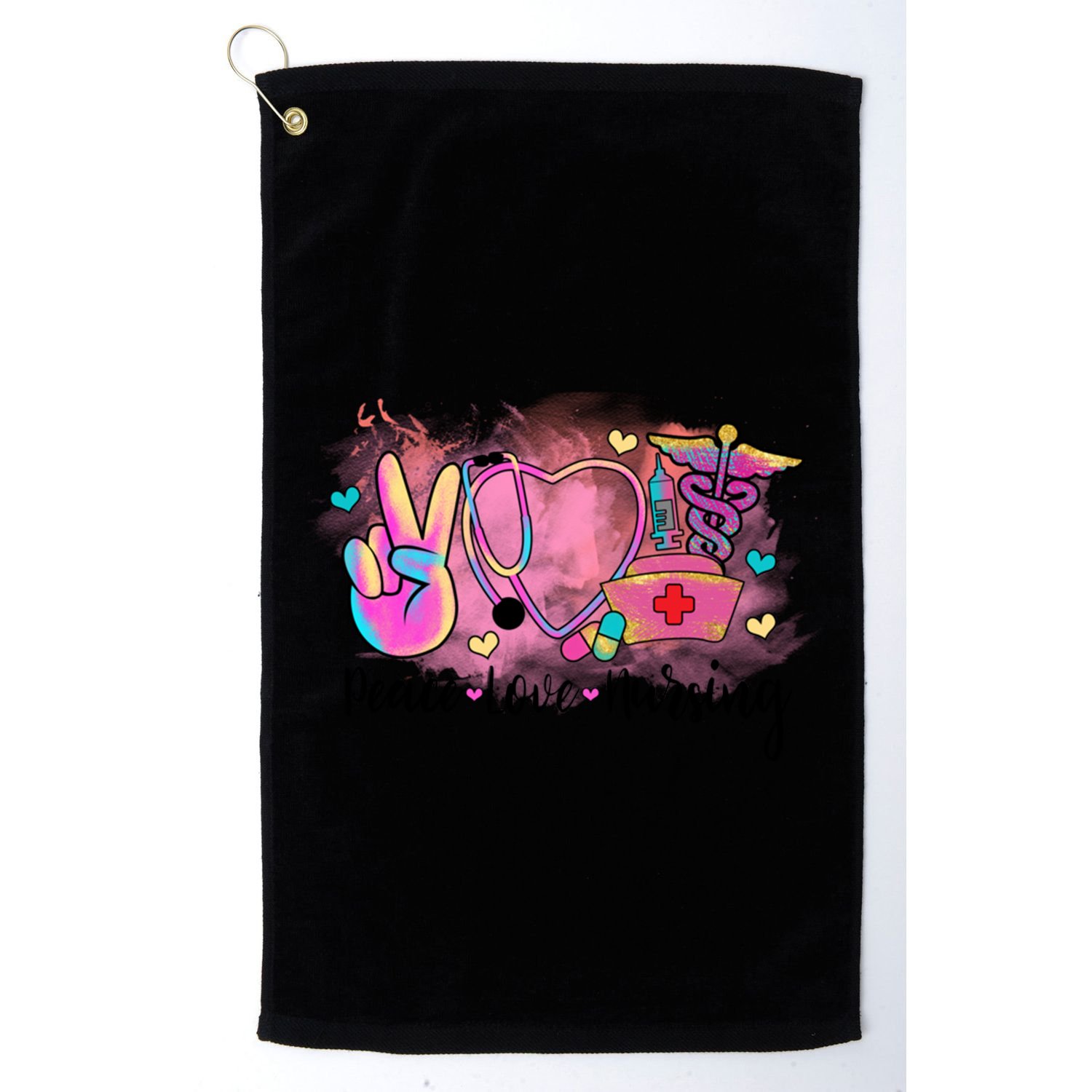 Peace Love Nursing Retro Vibe Gift Golf Towel