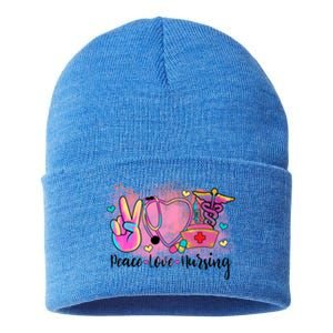 Peace Love Nursing Retro Vibe Gift Sustainable Knit Beanie