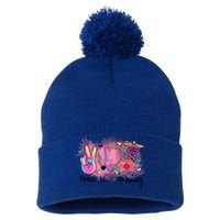 Peace Love Nursing Retro Vibe Gift Pom Pom 12in Knit Beanie