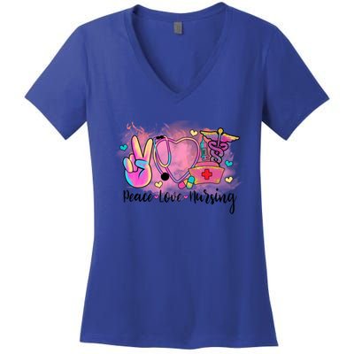 Peace Love Nursing Retro Vibe Gift Women's V-Neck T-Shirt