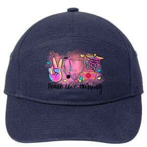 Peace Love Nursing Retro Vibe Gift 7-Panel Snapback Hat