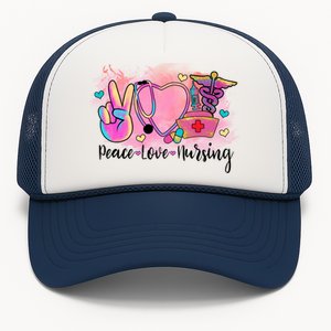 Peace Love Nursing Retro Vibe Gift Trucker Hat