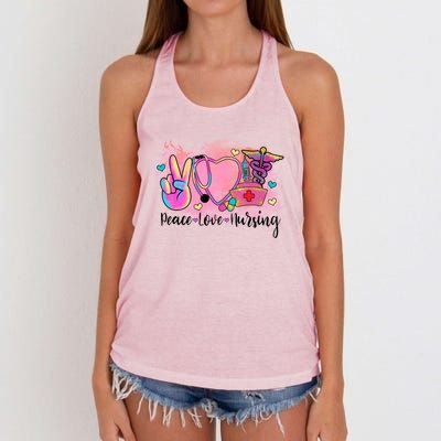 Peace Love Nursing Retro Vibe Gift Women's Knotted Racerback Tank