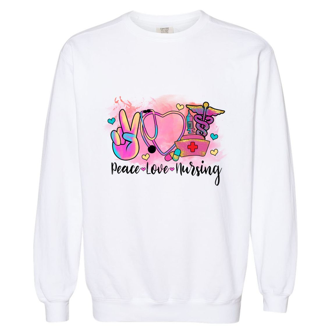 Peace Love Nursing Retro Vibe Gift Garment-Dyed Sweatshirt