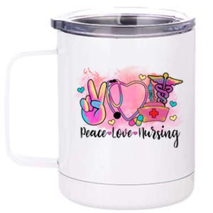 Peace Love Nursing Retro Vibe Gift 12 oz Stainless Steel Tumbler Cup