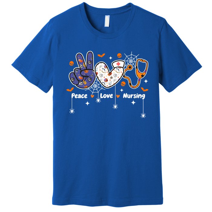 Peace Love Nursing Stethoscope Nurse Life Halloween Costume Gift Premium T-Shirt