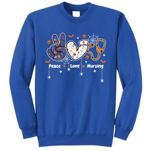 Peace Love Nursing Stethoscope Nurse Life Halloween Costume Gift Tall Sweatshirt