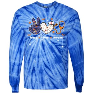 Peace Love Nursing Stethoscope Nurse Life Halloween Costume Gift Tie-Dye Long Sleeve Shirt