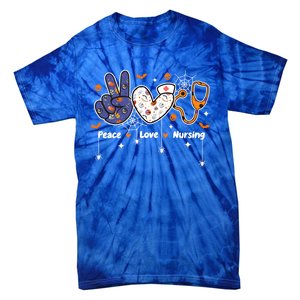 Peace Love Nursing Stethoscope Nurse Life Halloween Costume Gift Tie-Dye T-Shirt