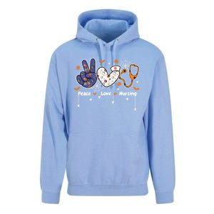 Peace Love Nursing Stethoscope Nurse Life Halloween Costume Gift Unisex Surf Hoodie