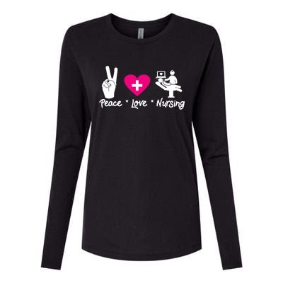 Peace Love Nursing Student School Healthcare Nurse Week Lvn Gift Womens Cotton Relaxed Long Sleeve T-Shirt