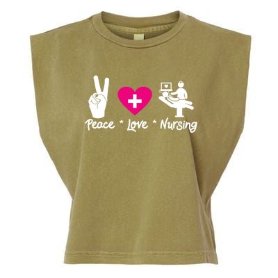 Peace Love Nursing Student School Healthcare Nurse Week Lvn Gift Garment-Dyed Women's Muscle Tee