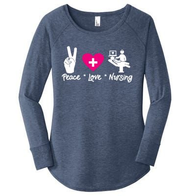 Peace Love Nursing Student School Healthcare Nurse Week Lvn Gift Women's Perfect Tri Tunic Long Sleeve Shirt