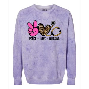 Peace Love Nursing Meaningful Gift Colorblast Crewneck Sweatshirt