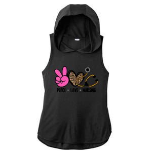 Peace Love Nursing Meaningful Gift Ladies PosiCharge Tri-Blend Wicking Draft Hoodie Tank