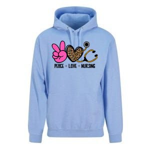 Peace Love Nursing Meaningful Gift Unisex Surf Hoodie