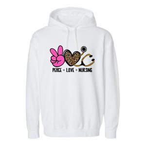 Peace Love Nursing Meaningful Gift Garment-Dyed Fleece Hoodie